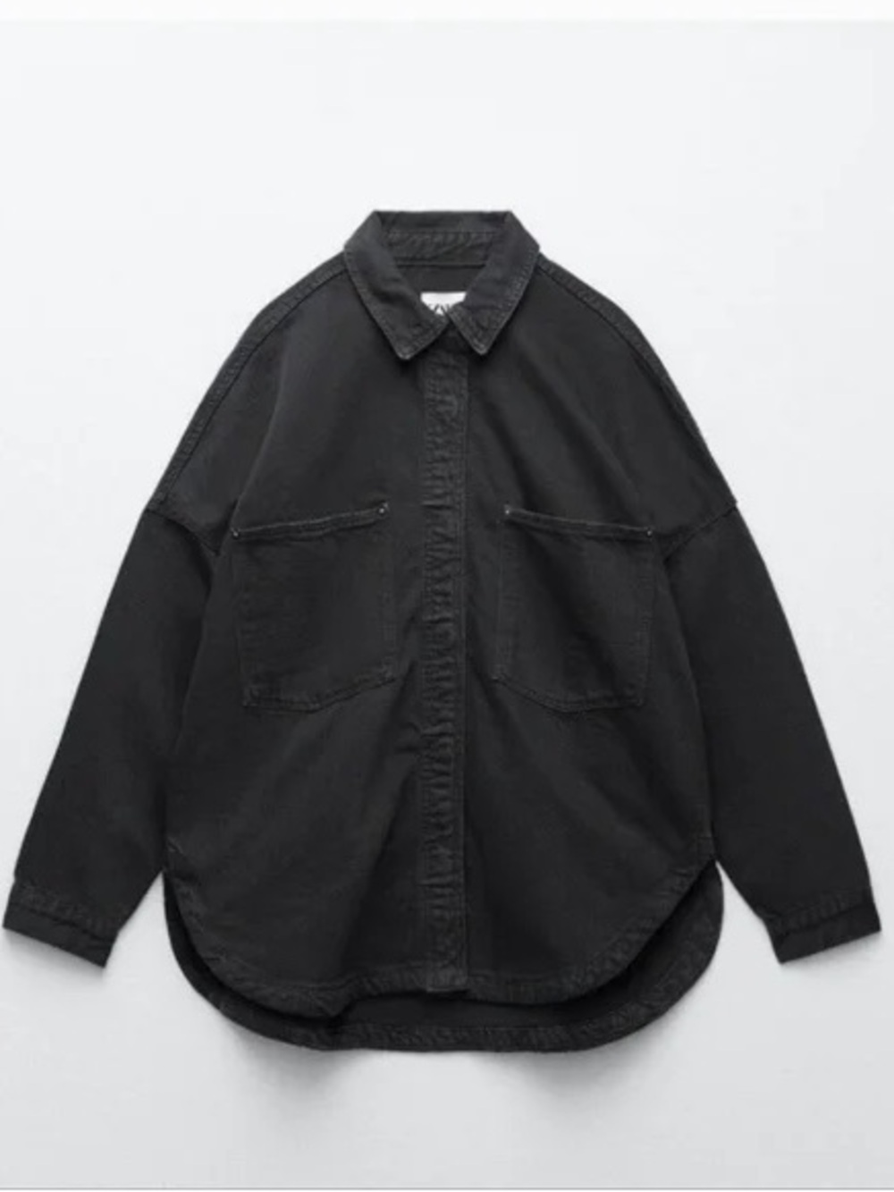 ZARA | black denim oversized patch pocket jacket cotton | Size Medium